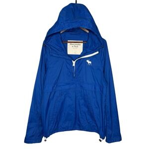 Abercrombie and Fitch Hooded Windbreaker Jacket Blue Anorak Size L Vintage